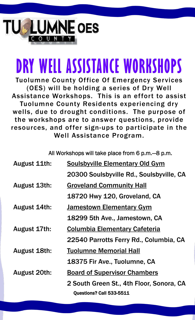 tuolumne county dry well assistance