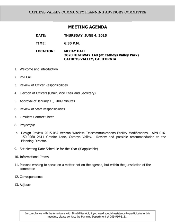 2015 06 04 Catheys Valley Community Planning Advisory Committee
