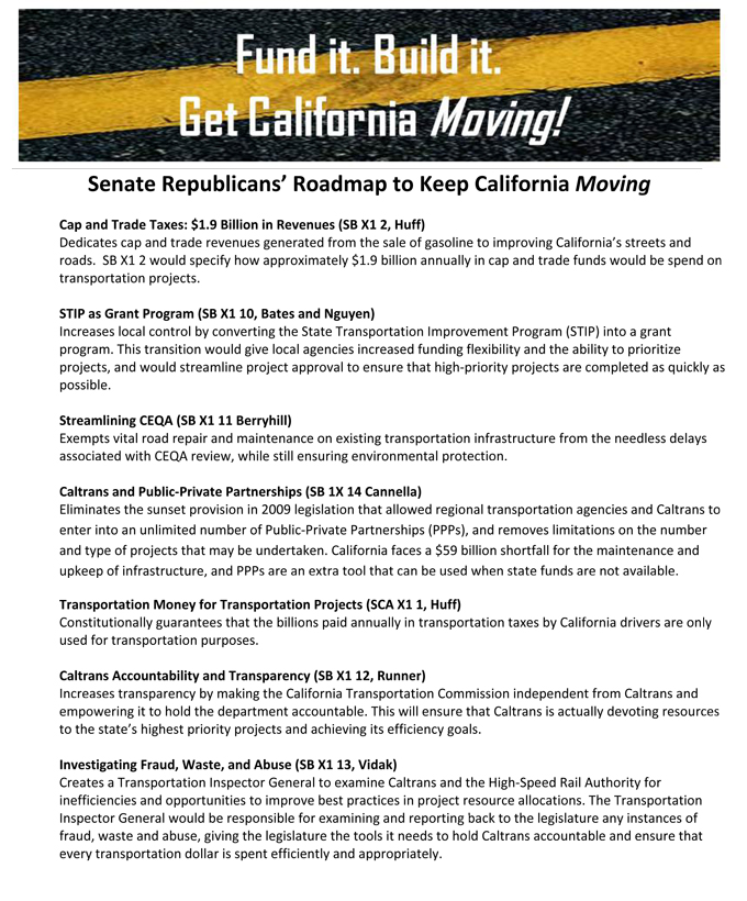 california republicans transportation bills