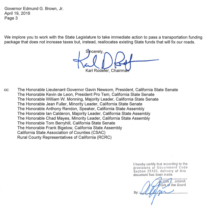 Poor Road Conditions letter to Governor Brown 3