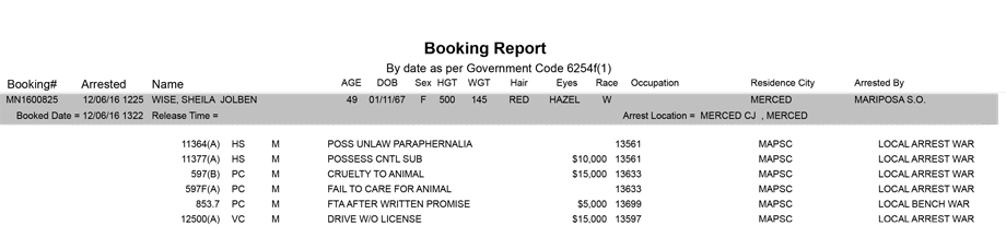 mariposa county booking report for december 6 2016