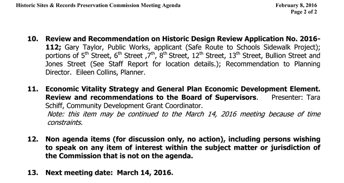 2016 2 08 mariposa county historic sites and records preservation commission agenda 2