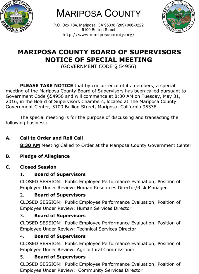 2016 05 31 mariposa county board of supervisors agenda may 31 2016 1