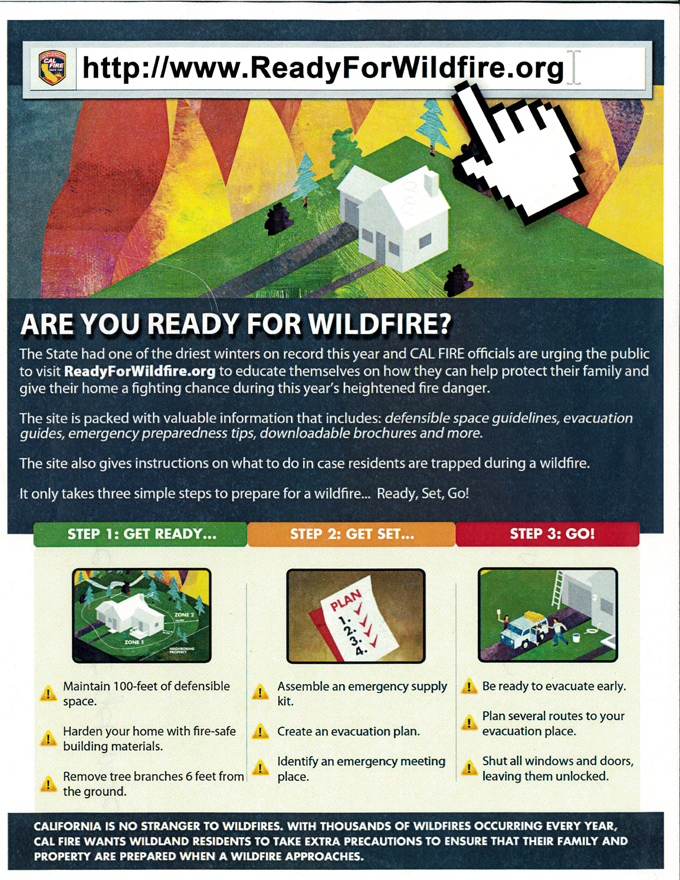 calfire 2016 wildfire awareness week flyer