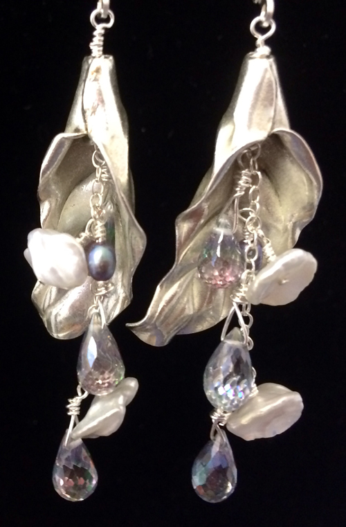 Sierra Art Trails Saralynn Nusbaum topaz pearl earrings