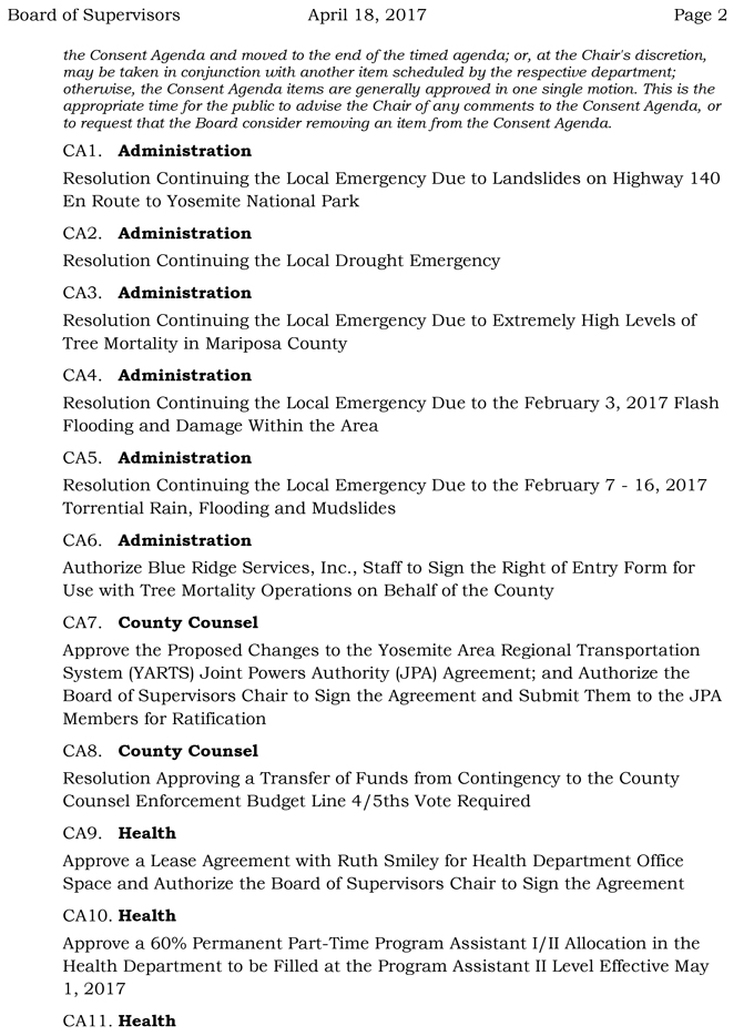 2017 04 18 mariposa county board of supervisors agenda april 18 2017 2