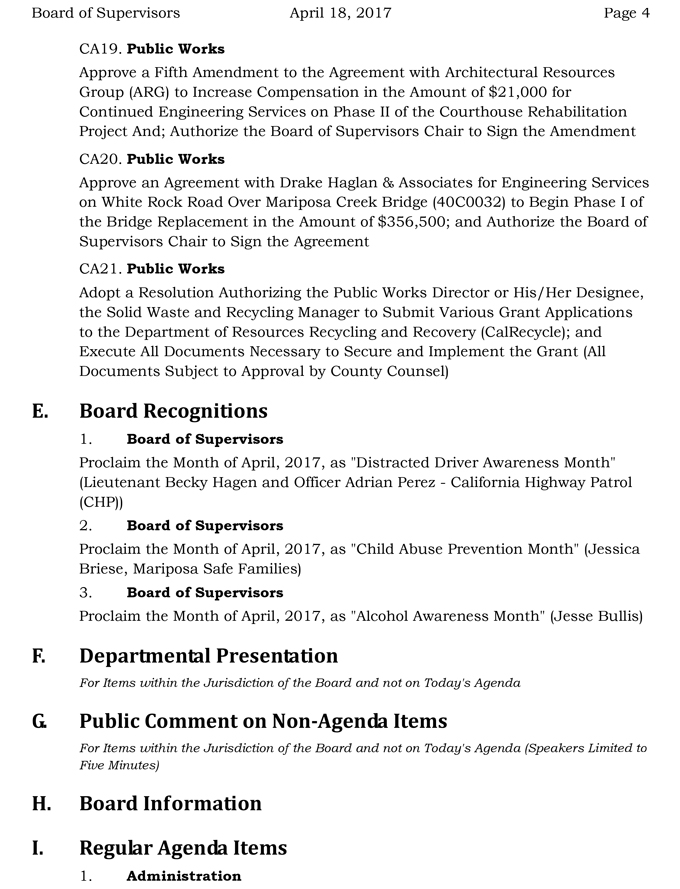 2017 04 18 mariposa county board of supervisors agenda april 18 2017 4