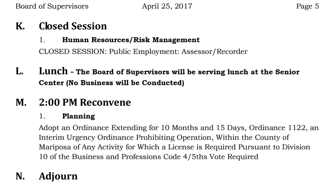 2017 04 25 mariposa county board of supervisors agenda april 25 2017 5
