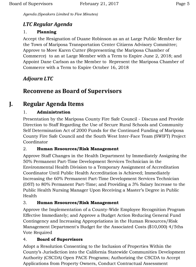 2017 02 21 mariposa county board of supervisors agenda february 21 2017 5