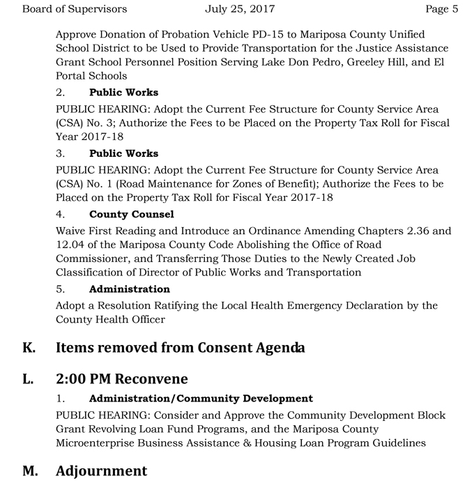 2017 07 25 mariposa county board of supervisors agenda july 25 2017 5