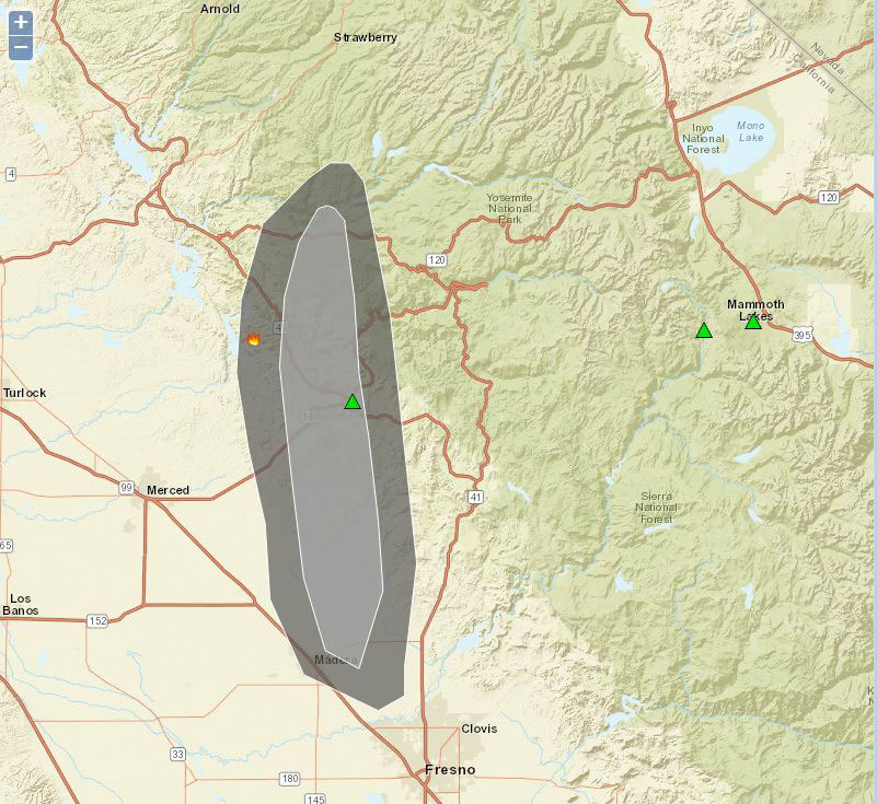 detwiler fire smoke map mariposa county