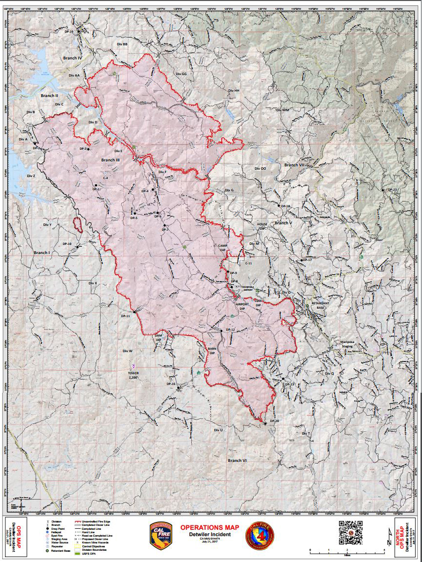 detwiler operations map saturday july 22 2017 mariposa county fire