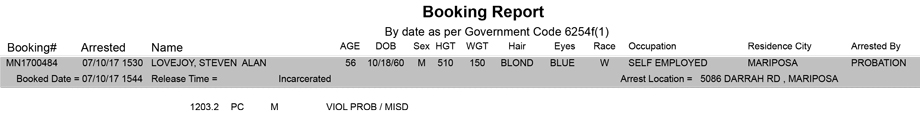 mariposa county booking report for july 10 2017