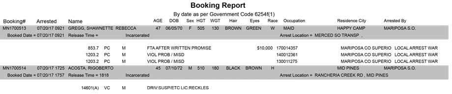 mariposa county booking report for july 20 2017