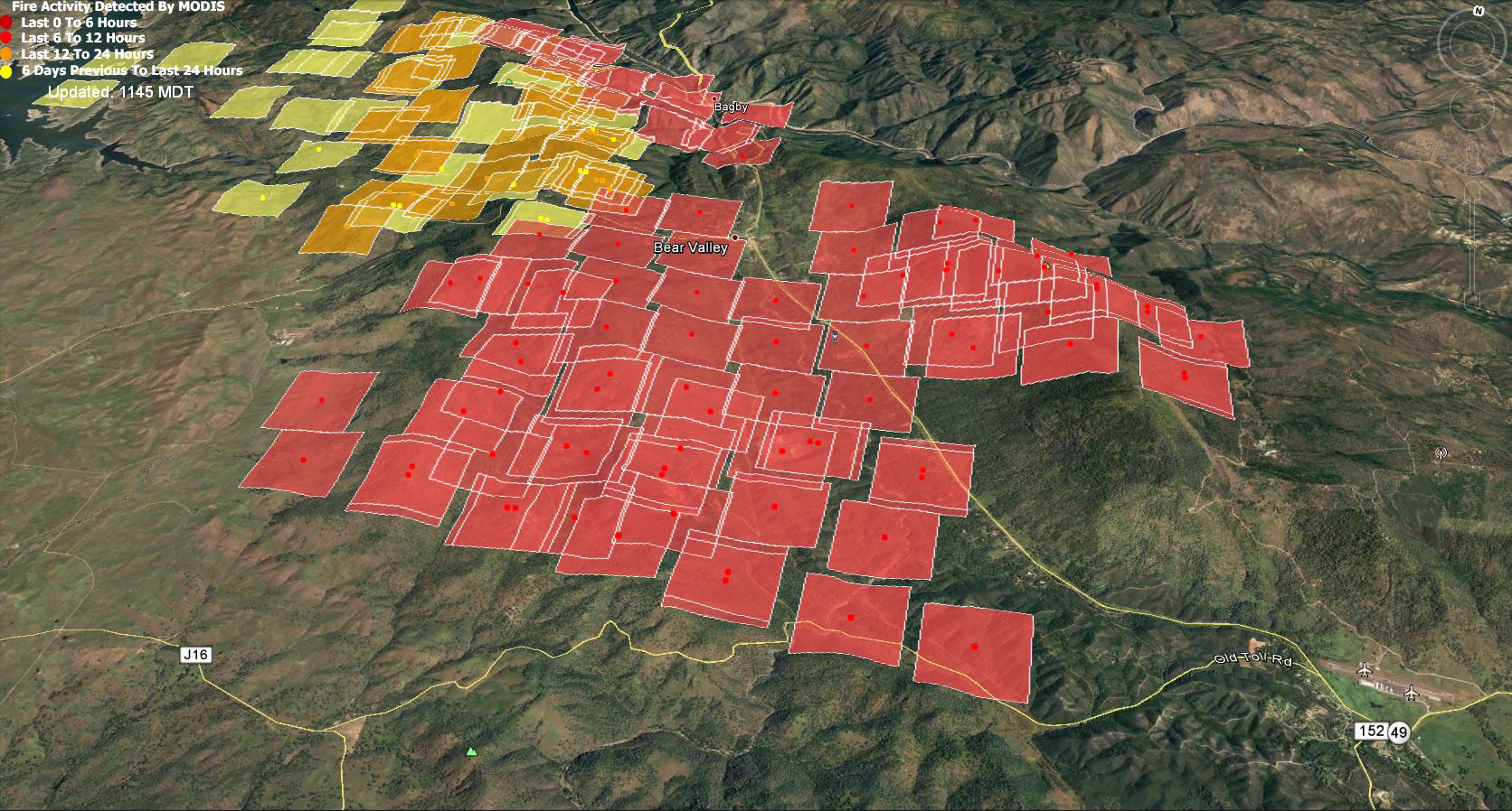 modis map 1045 am detwiler fire in mariposa county tuesday july 18 2017