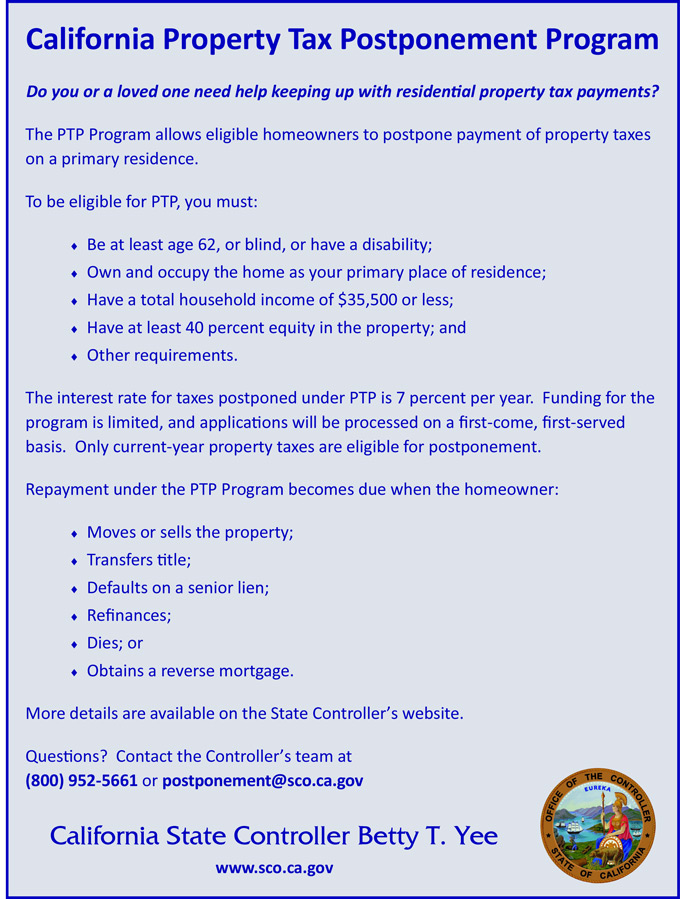 California Property Tax Postponement Program