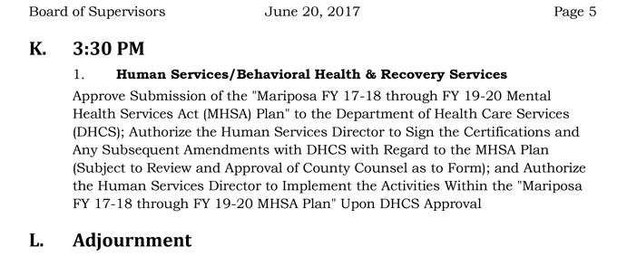 2017 06 20 mariposa county board of supervisors agenda june 20 2017 5