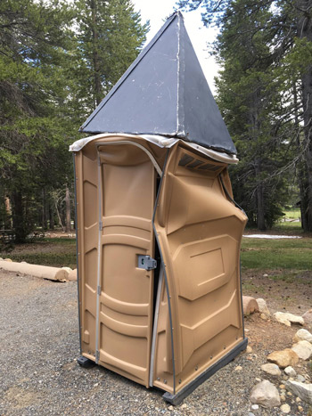 yosemite a snow crushed portable toilet that needs to be replaced after a record snow year in Yosemite nps photo