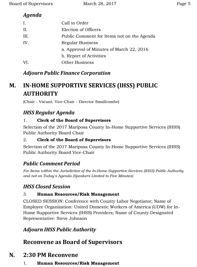 2017 03 28 mariposa county board of supervisors agenda march 28 2017 5