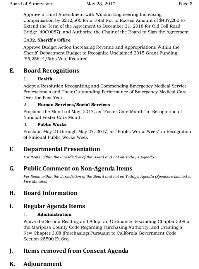 2017 05 23 mariposa county board of supervisors agenda may 23 2017 5