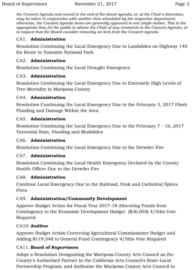 2017 11 21 mariposa county Board of Supervisors agenda november 21 2017 2