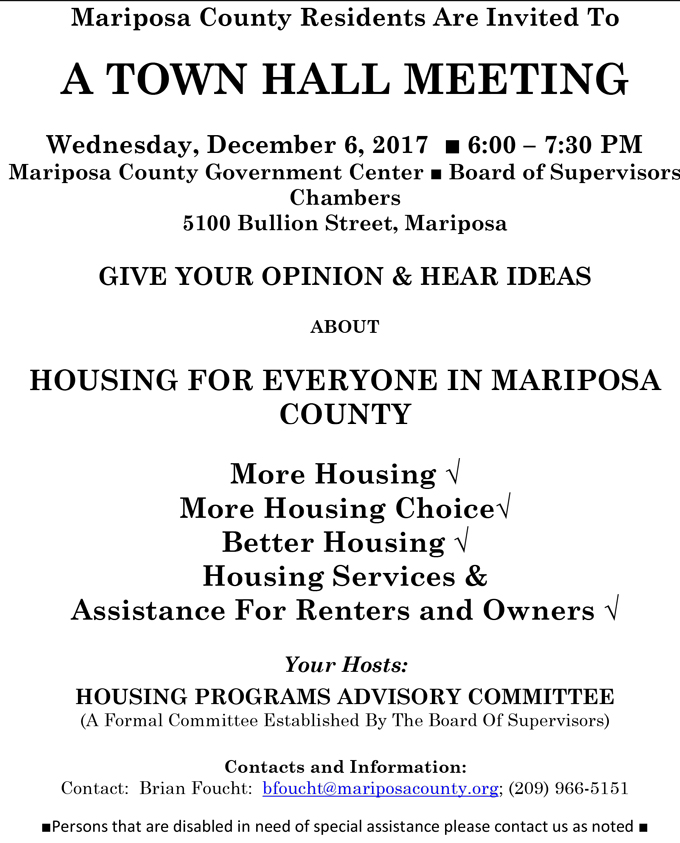 mariposa county town hall meeting december 6 2017