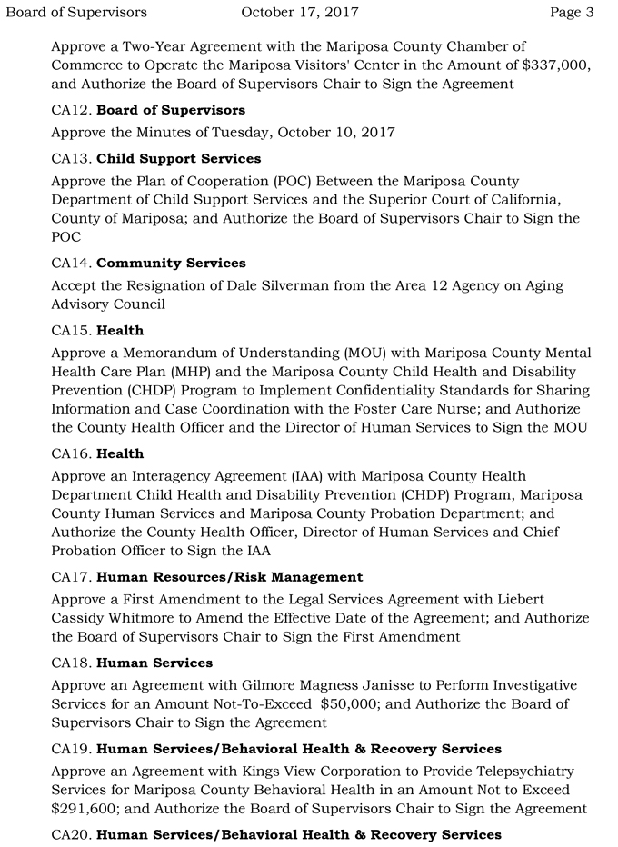 2017 10 17 mariposa county board of Supervisors agenda october 17 2017 3