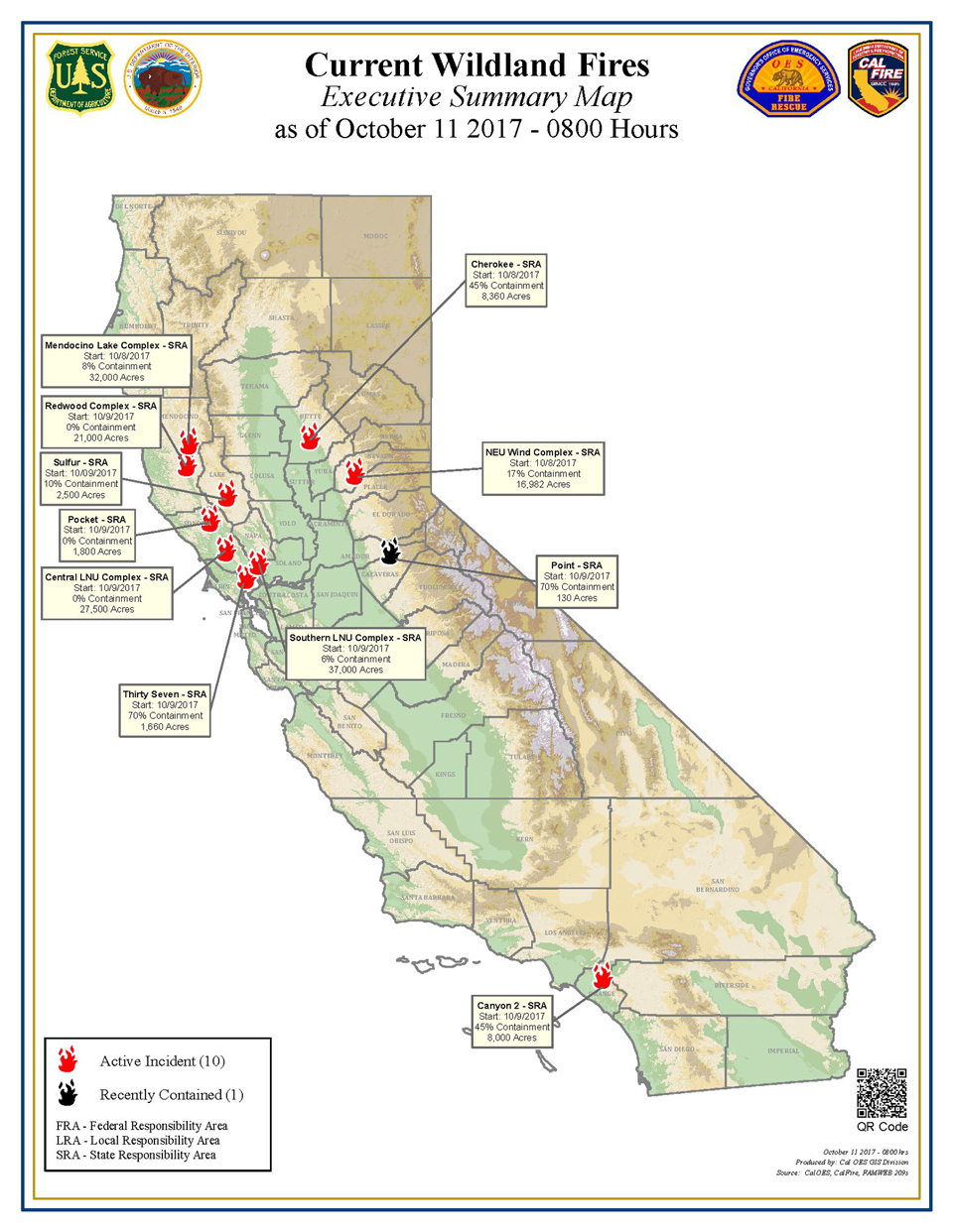 california fire map october 11 2017