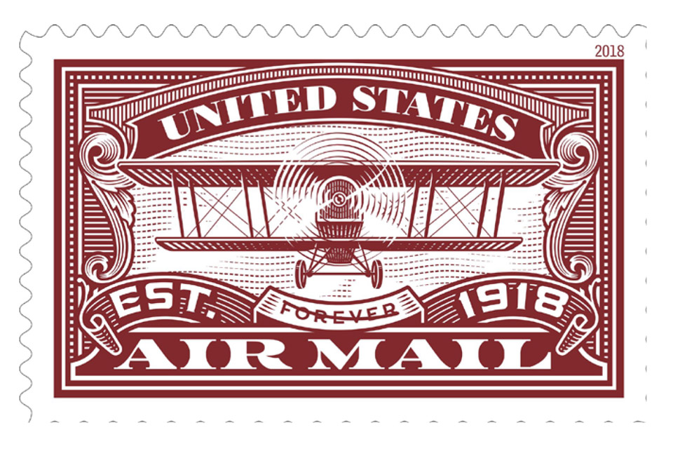 usps Red United States Air Mail Stamp 1
