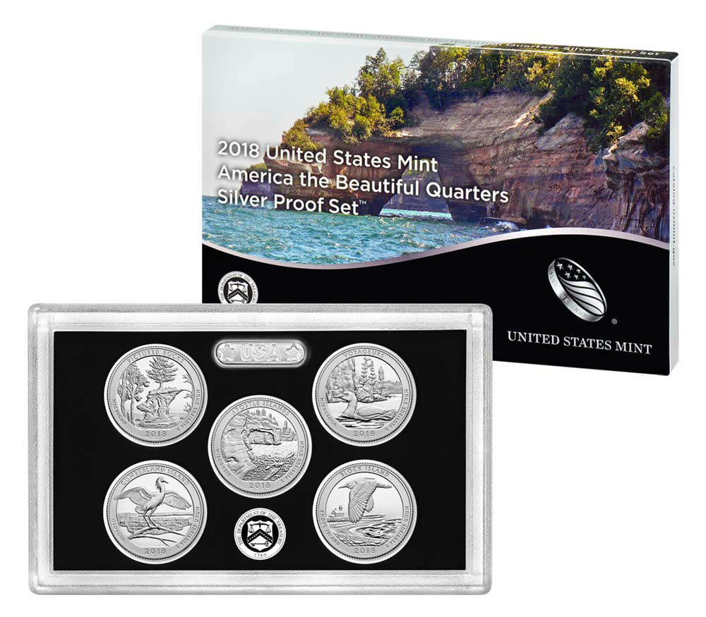 2018 United States Mint America the Beautiful Quarters Silver Proof Set