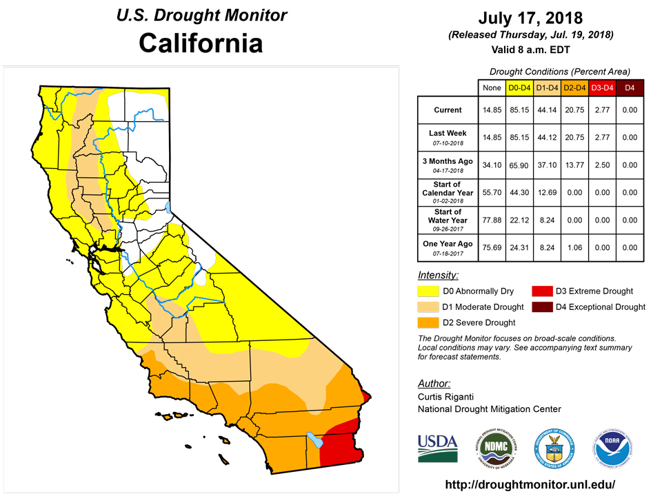 california drought monitor for july 17 2018