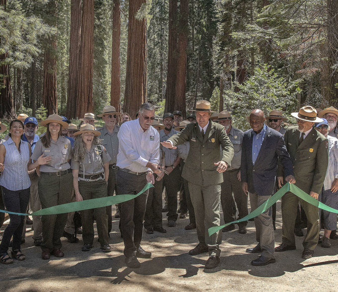 Image 3 Yosemite National Park and Yosemite Conservancy Officials Cut the Ribbon to Officialy Dedication the Mariposa Grove of Giant Sequoias Restoration Project