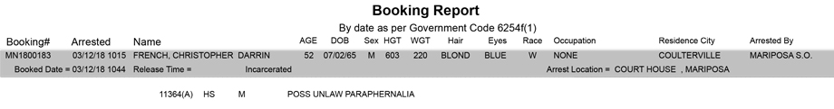 mariposa county booking report for march 12 2018