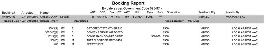 mariposa county booking report for march 19 2018