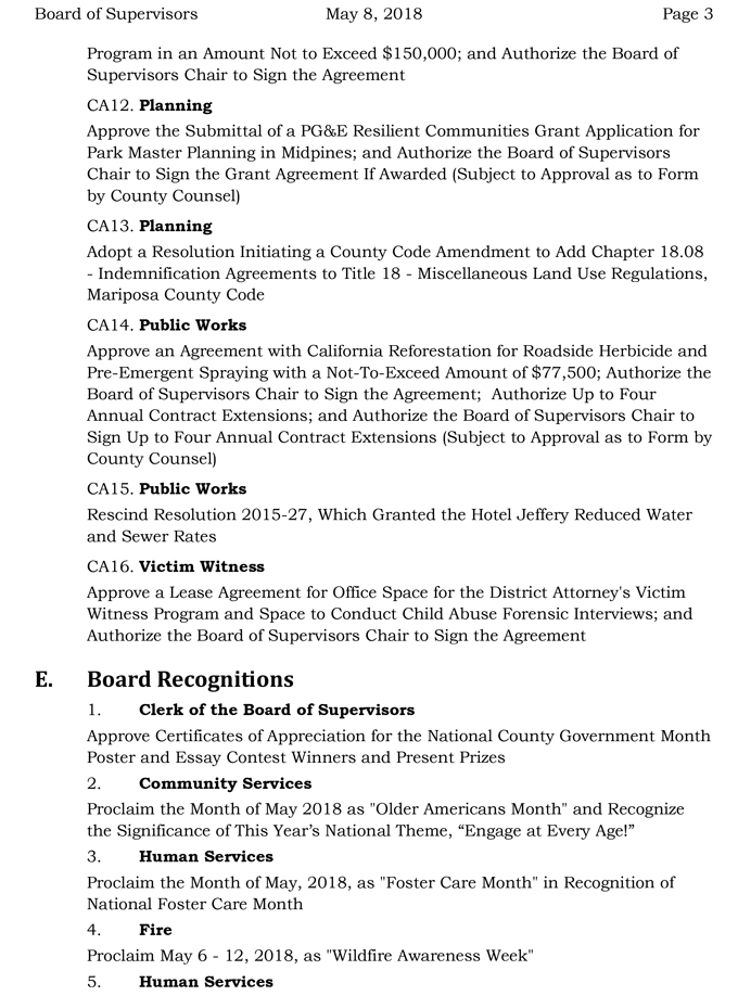 2018 05 08 mariposa county Board of Supervisors Public Agenda may 8 2018 3