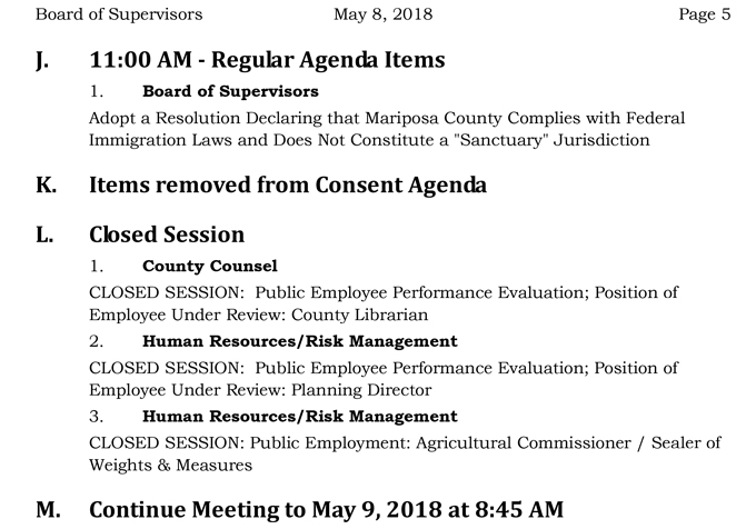 2018 05 08 mariposa county Board of Supervisors Public Agenda may 8 2018 5