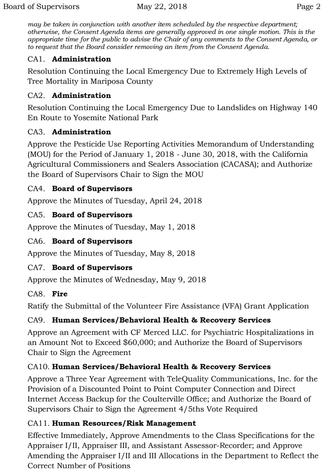 2018 05 22mariposa county Board of Supervisors Public Agenda may 22 2018 2