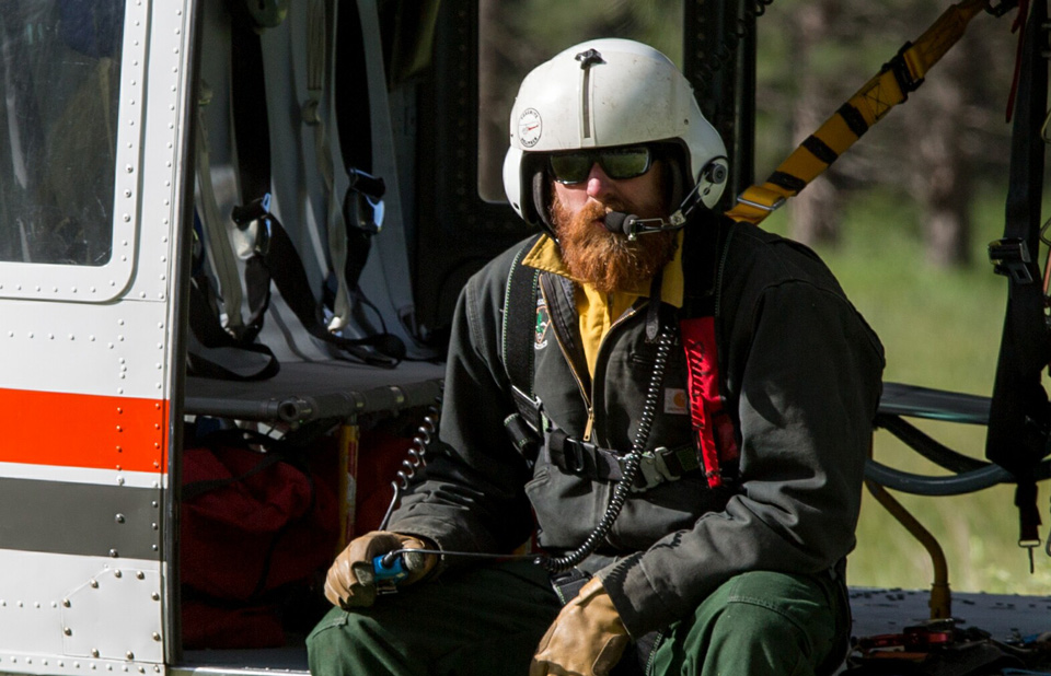 Andrew Davenport on Helicopter in Yosemite