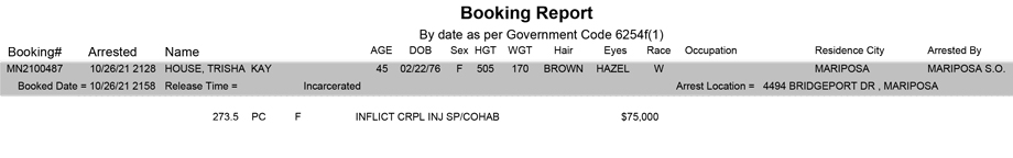 mariposa county booking report for october 26 2021