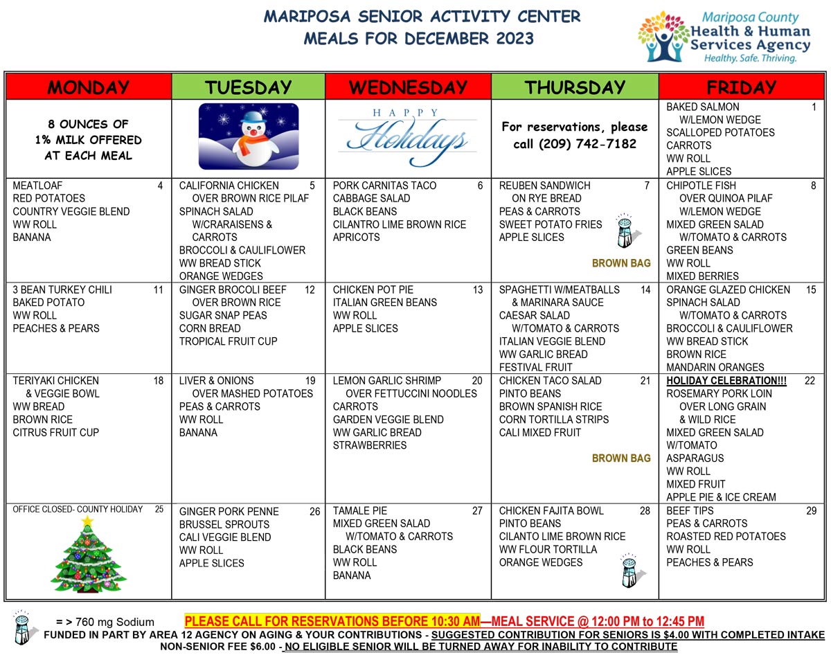 December menu