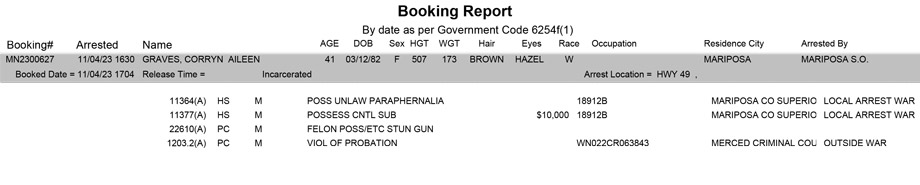 mariposa county booking report for november 4 2023