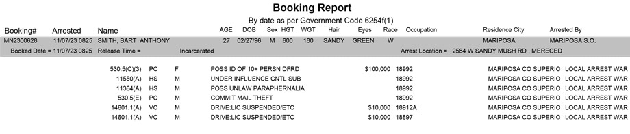 mariposa county booking report for november 7 2023