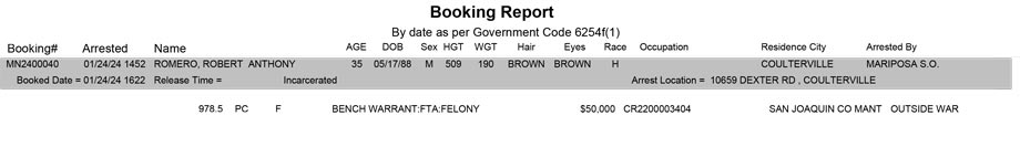 mariposa county booking report for january 24 2024