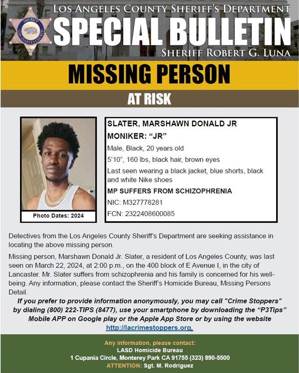 LASD missing Slater