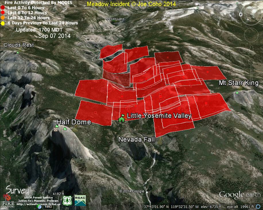 Meadow Incident MODIS Fire Detections 1700 MDT Sep 07 2014