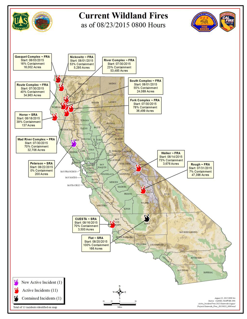 california wildfire map august 23 2015