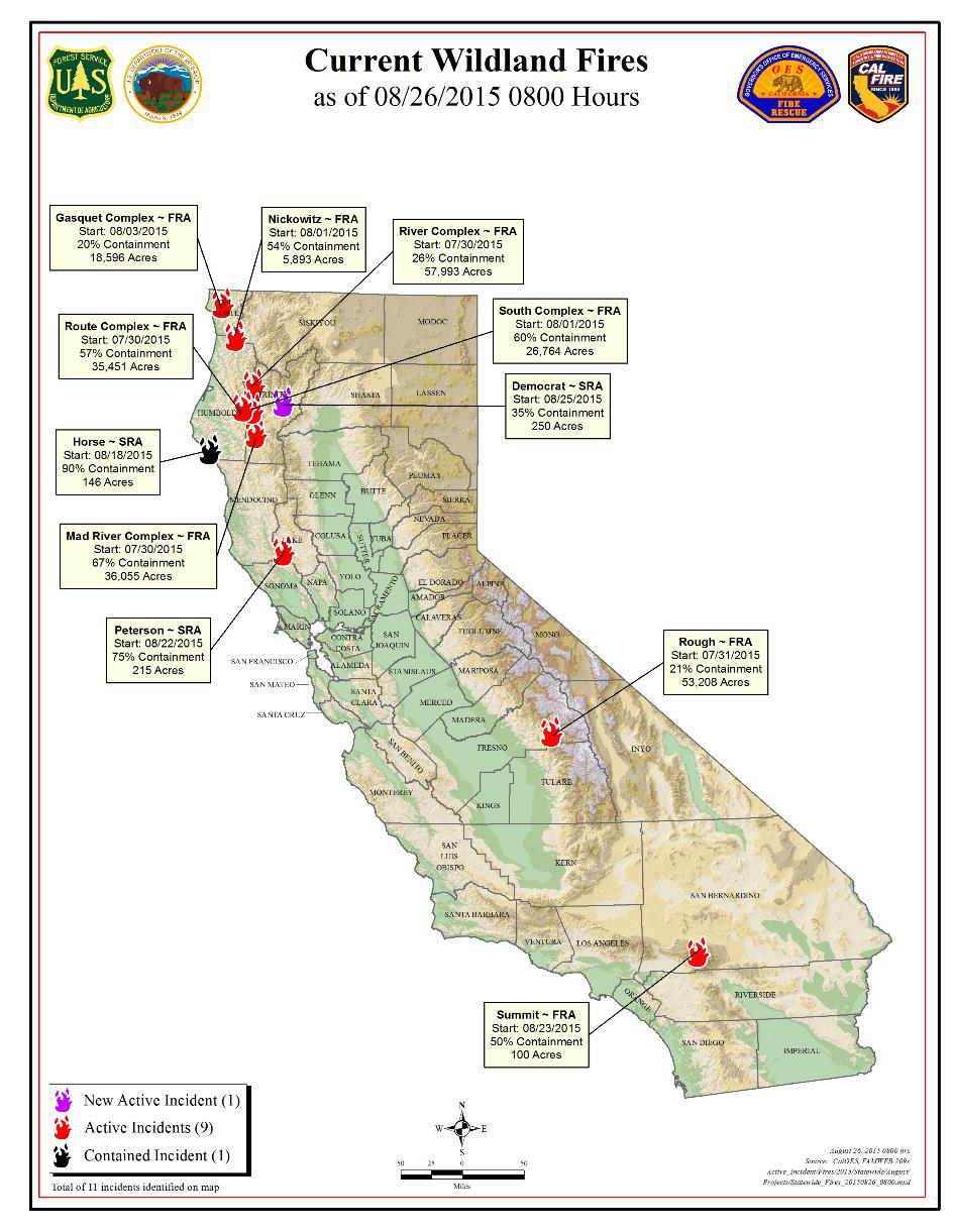 CAL FIRE Wednesday Morning August 26, 2015 Report on Wildfires in ...