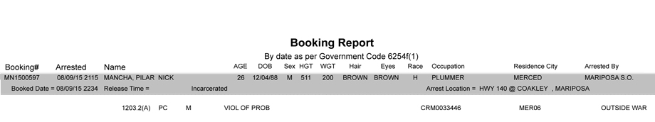 mariposa county booking report 8 9 2015