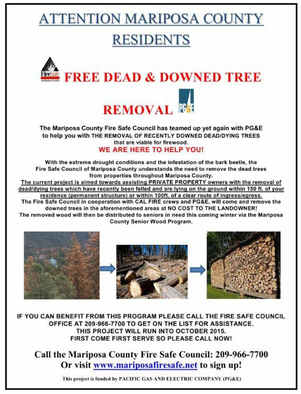 mariposa county dead tree removal