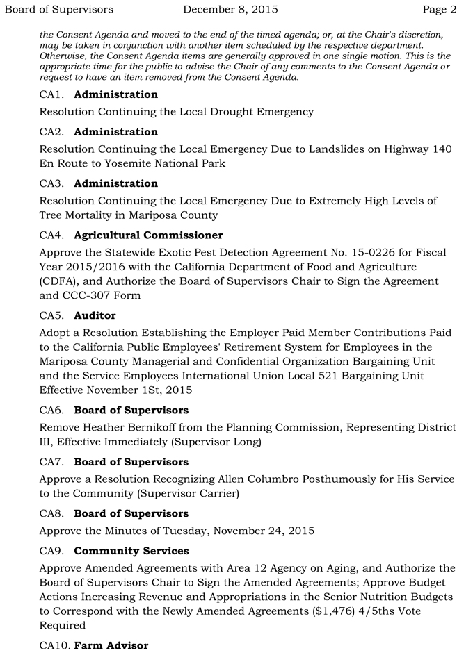 2015 12 08 mariposa county board of supervisors agenda 2